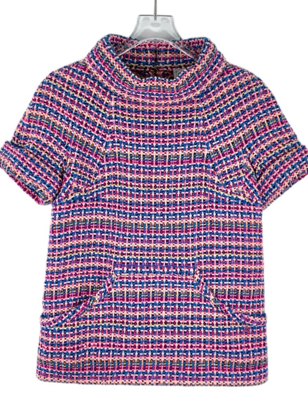 J32043 Chanel purple striped weaving heavy -sleeved sweater 36 S size 99 new